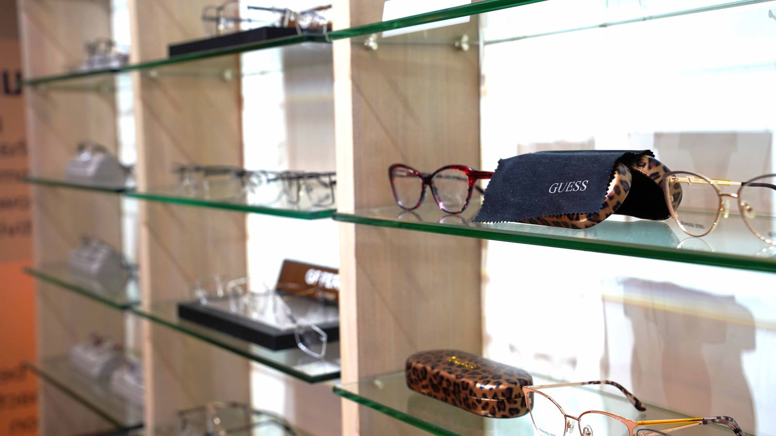 Optometrist helping patient choose frames